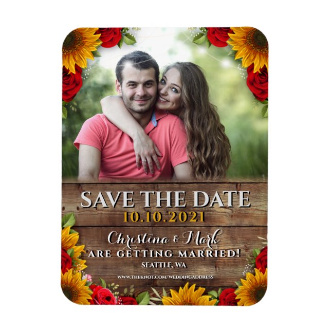 Solros och Ro Rustic Wood Ljus Photo Magnet (Vertikal)