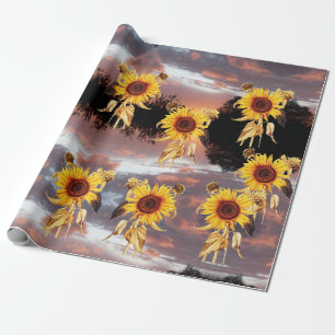 SOLROS OCH SOMMAR SOLNEDGÅNG PRESENTPAPPER