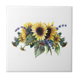 Solros och Wildblomma Bouquet Tile Kakelplatta
