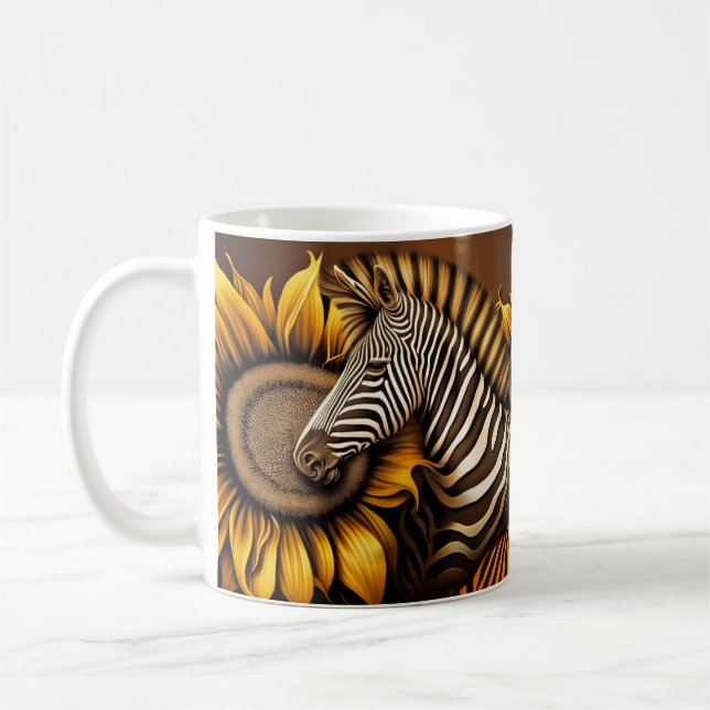 Solros och zebra kaffemugg (Vänster)