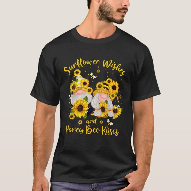 Solros Önskemål Honung Bee Kisses Gnome Summer Flo T Shirt (Framsida)
