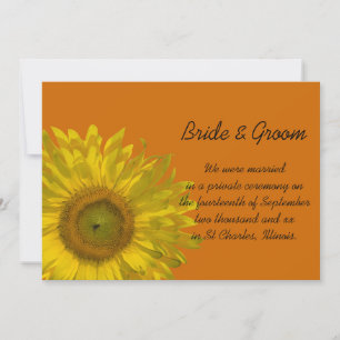Solros Orange Giftermål / Elopement annons Meddelande