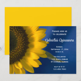 Solros på Blue Quinceanera-inbjudan Inbjudningar