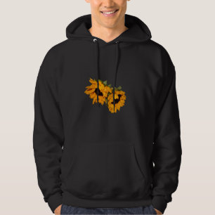 Solros på svart hoodie