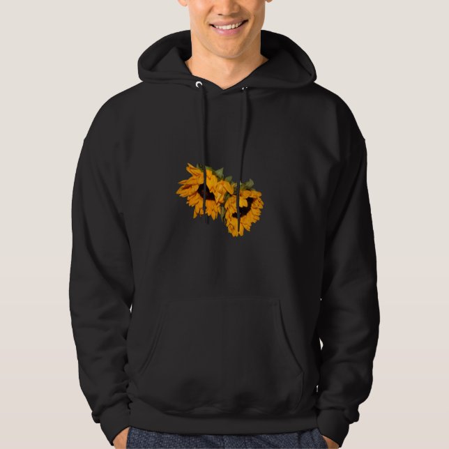 Solros på svart hoodie (Framsida)