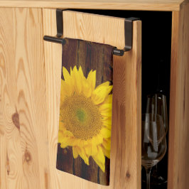 Solros på Vintage Barn Wood Land Kökshandduk