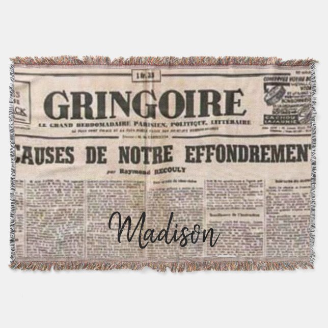 Solros Paris Frankrike News Throw Blanket Filt (Framsidan)