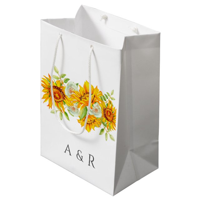 Solros Personlig Monogram Medium Gift Bag (Framsidan Vinklad)