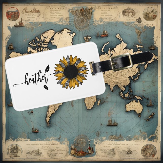 Solros Personlig Namn Stam Bagagebricka (Skapare uppladdad)