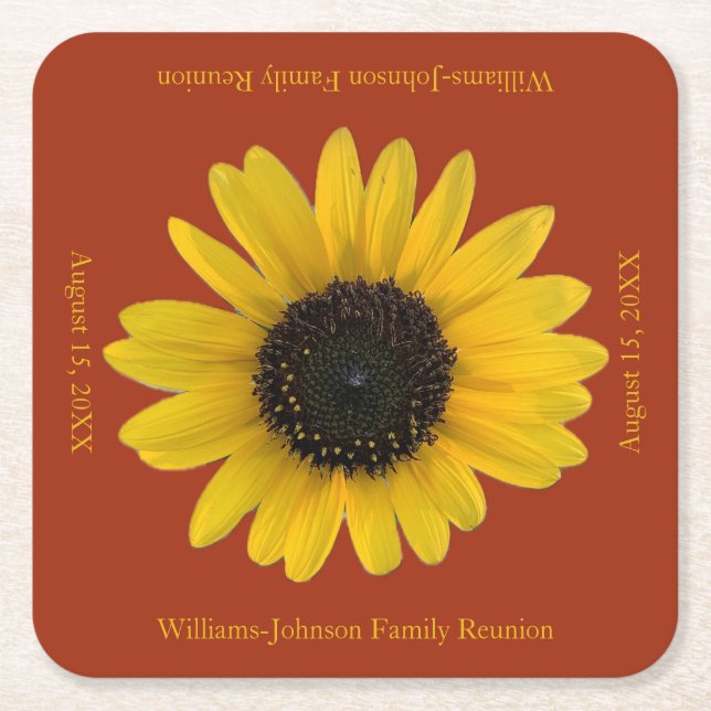 Solros Personlig Red Event Underlägg Papper Kvadrat (Framsidan)