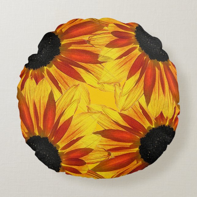 Solros Petals Abstrakt Round Pillow Rund Kudde (Framsidan)