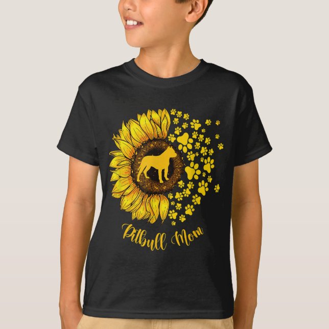 Solros Pitbull Mamma Hund älskare T Shirt (Framsida)