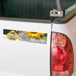 Solros Polar Bear Blommigt Bumper Sticker Bildekal