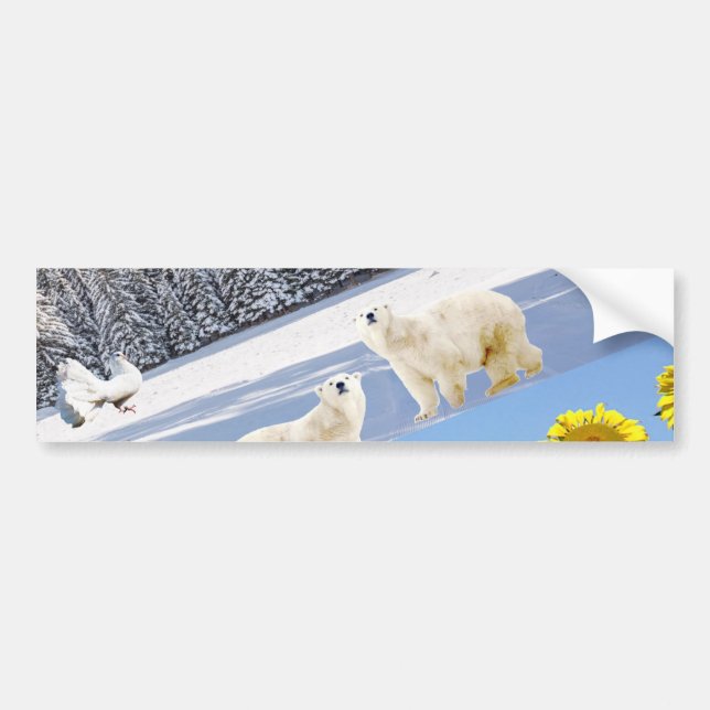 Solros Polar Bear Bumper Sticker Bildekal (Framsidan)