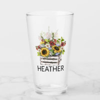 Solros Prästkragar Blommor Monogram Namn 