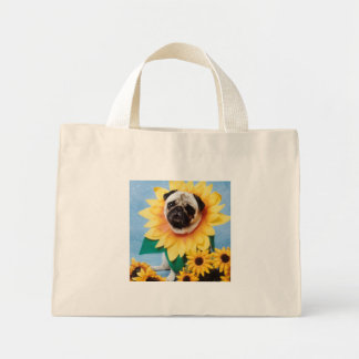 Solros Pug Hund Tote Bag Mini Tygkasse