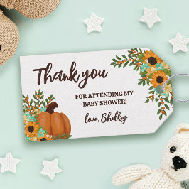 Solros Pumpa Höst Blommig Tack Presentetikett