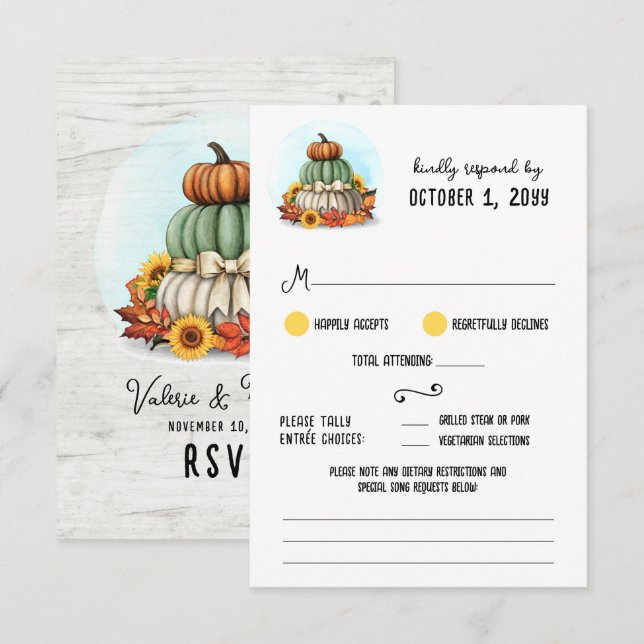 Solros Pumpa Rustik Lanthandelsgård Höstbröllop OSA Kort (Fram/baksida)