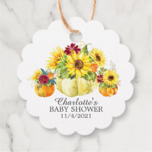 Solros Pumpa Tack Baby Shower Favor Gåvor Etiketter