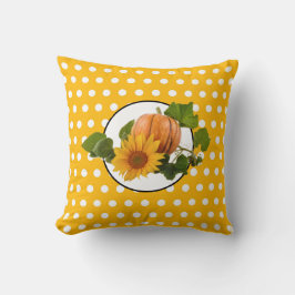 Solros & Pumpa Vita Prickar Thanksgiving Kudde