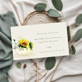 Solros Pumpkin Blommigt Diaper Raffle Baby Shower Tilläggskort