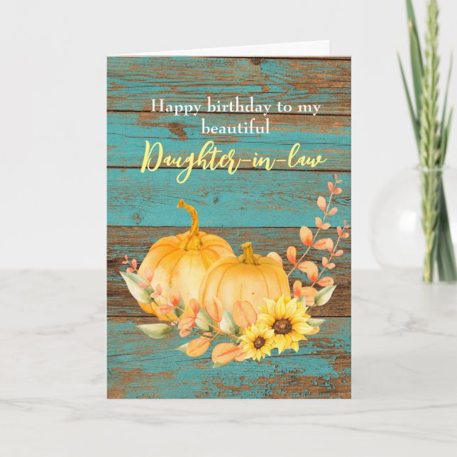 Solros Pumpkin Fall Birthday Dotter in Law Kort (Framsida)