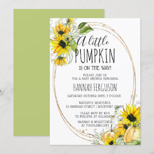 Solros Pumpkin Gender Neutral Baby Shower Inbjudningar