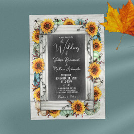 Solros Pumpkin Rustic Land Fall Farm Bröllop Inbjudningar