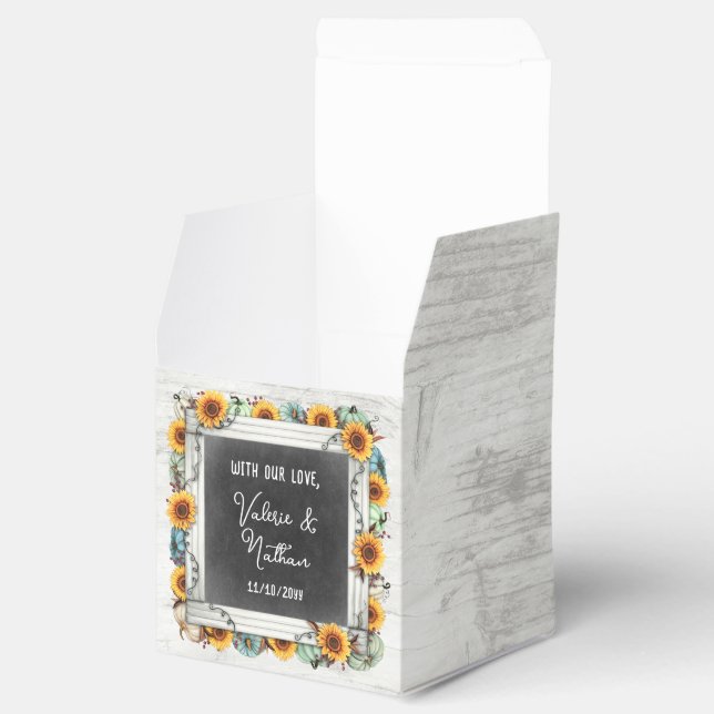 Solros Pumpkin Rustic Land Fall Farm Bröllop Presentaskar (Öppnad)