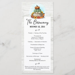 Solros Pumpkin Rustic Land Fall Farm Bröllop Program