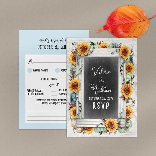 Solros Pumpkin Rustic Land Farm Fall Wedding OSA Kort (Skapare uppladdad)