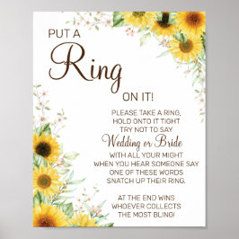 Solros Put a Ring bröllopsdusch spelskylt Poster