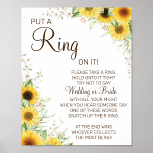 Solros Put a Ring bröllopsdusch spelskylt Poster