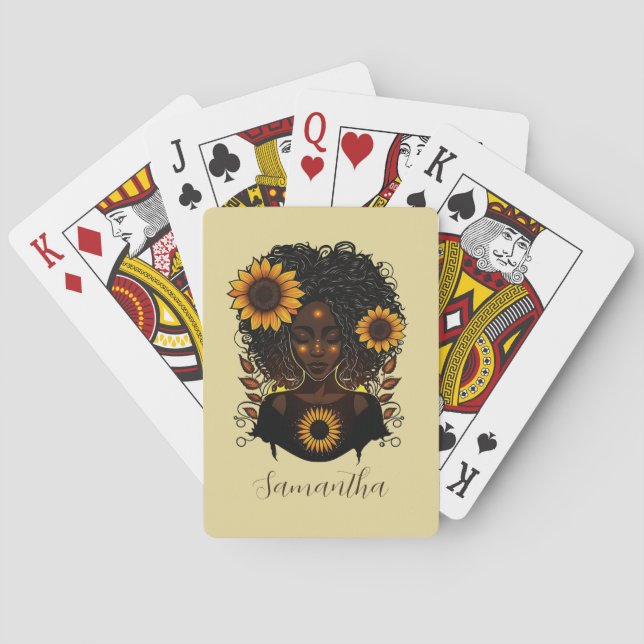 Solros Queen Afro Woman Casinokort (Baksidan)