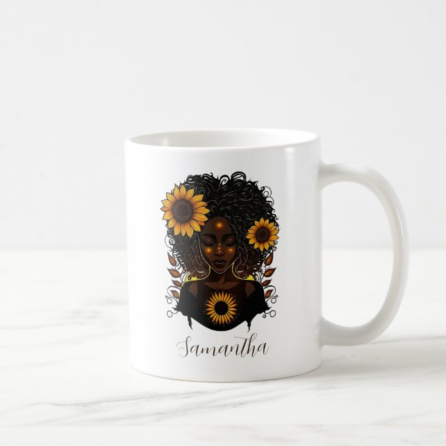 Solros Queen Afro Woman Kaffemugg (Höger)