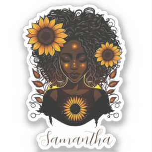 Solros Queen Afro Woman Klistermärken