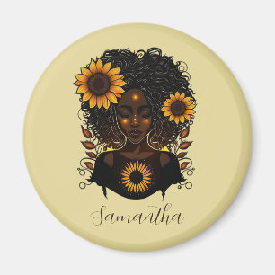 Solros Queen Afro Woman Magnet