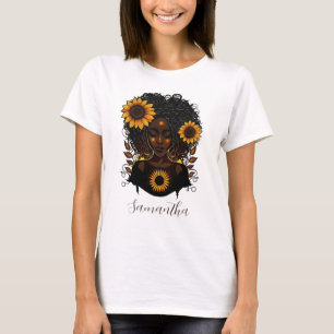 Solros Queen Afro Woman T Shirt