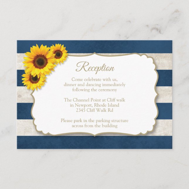 Solros Rand Reception, Rustic Navy Blue Tilläggskort (Framsida)