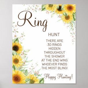 Solros Ring Ring bröllopsdusch spelskylt Poster