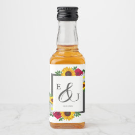 Solros Ro Daisy Hösten Blommigt Bröllop Spritflaskor Etikett