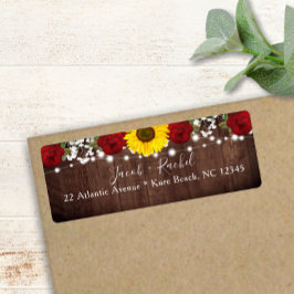Solros Ro Mason Burk Ljus Rustic Bröllop Returadress Etikett