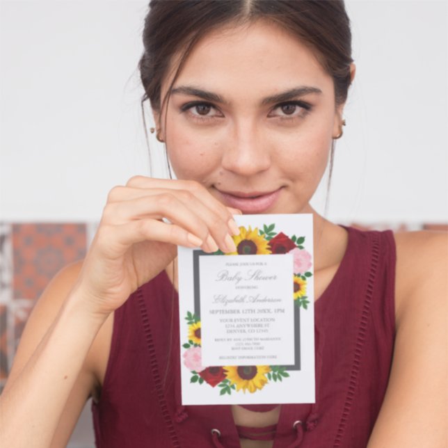 Solros Ro Peonies Autumn Blommigt Baby Shower Inbjudningar (Skapare uppladdad)