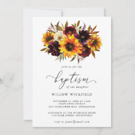 Solros Ro Red Lila Rustic Fall Baptism Inbjudningar