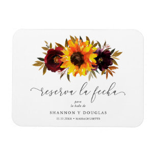 Solros Ro Rustic Fall Spanska Spara datumet Magnet