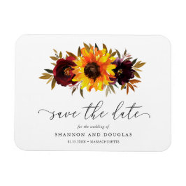 Solros Ro Rustic Fall Wedening Spara datum Magnet