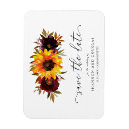 Solros Ro Rustic Fall Wedening Spara datum Magnet