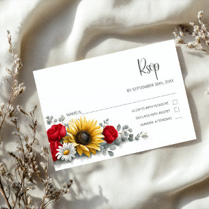 Solros Röd Ros Blommig Bröllop Svar