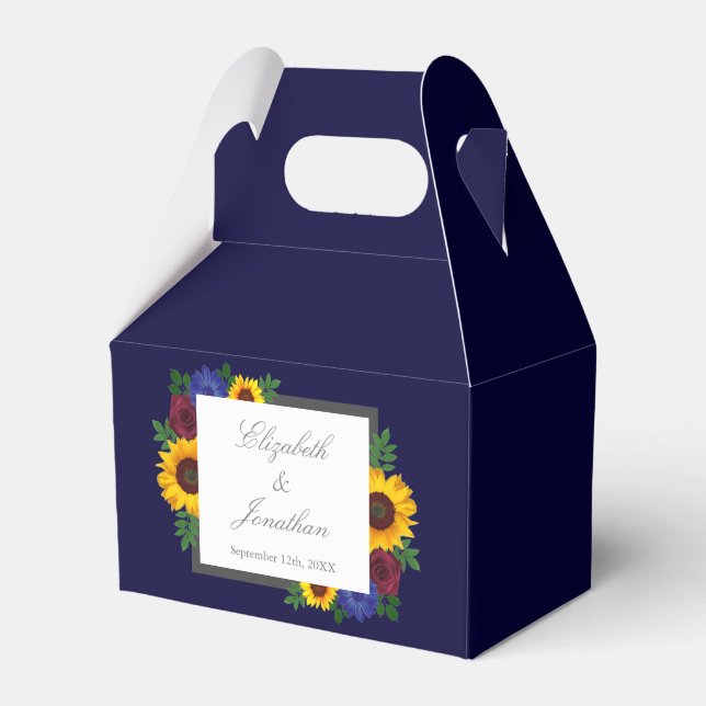 Solros Ros Blommig Bröllop Presentaskar (Framsidan Sidan)