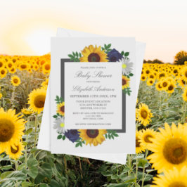 Solros Ros Daisy Höst Blommig Baby Shower Inbjudningar